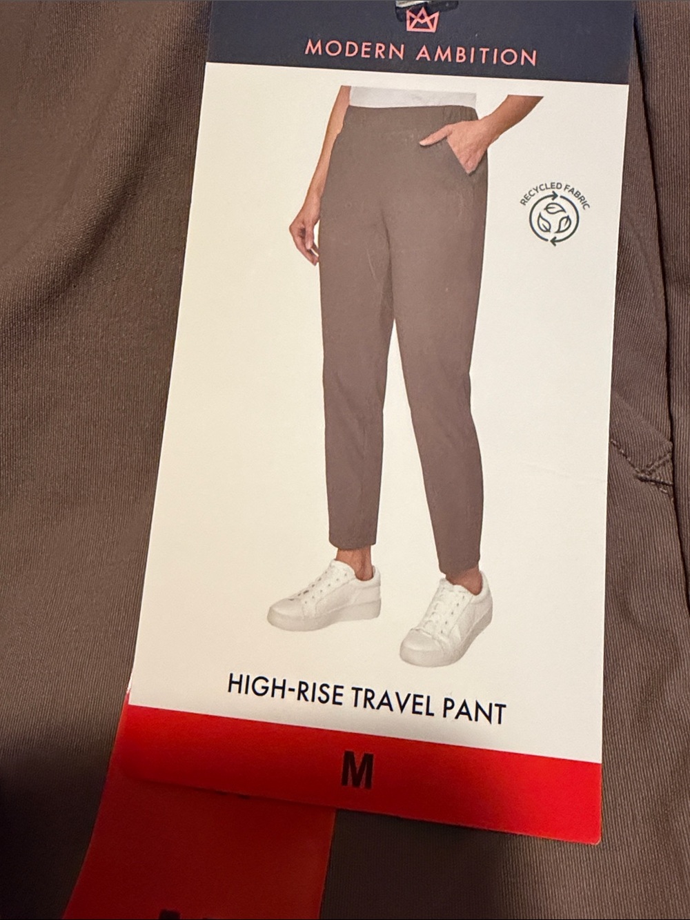 NWT Modern Ambition Brown High Rise Stretch Travel Pants size M